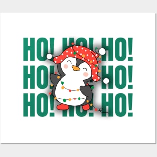 Ho Ho Ho Christmas Penguin Celebration Posters and Art